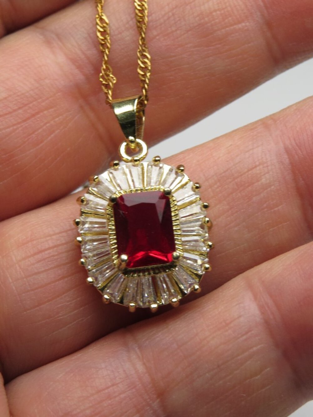 14k Diamond Ruby Necklace